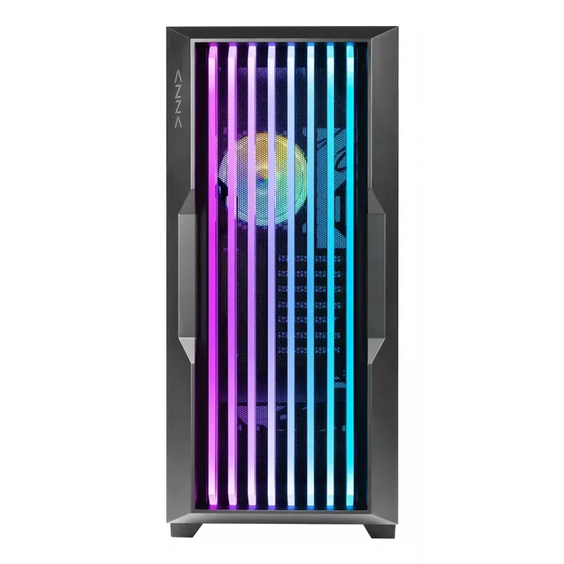 PC Case AZZA Guardian Glass Midi Tower — Black, ATX/Micro‑ATX/ITX/EATX, supports 3.5 inch×2 / 2.5 inch×4, front 120/140 mm fans
