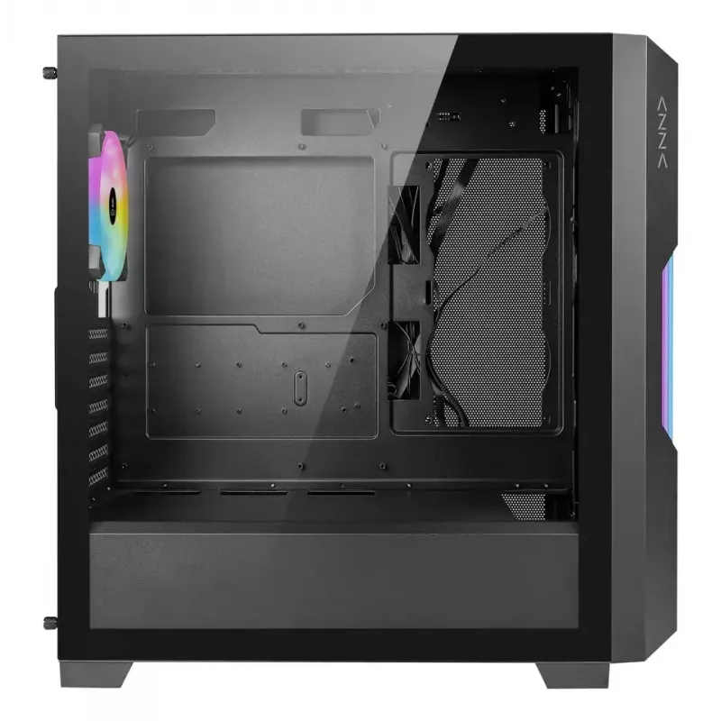 PC Case AZZA Guardian Glass Midi Tower — Black, ATX/Micro‑ATX/ITX/EATX, supports 3.5 inch×2 / 2.5 inch×4, front 120/140 mm fans