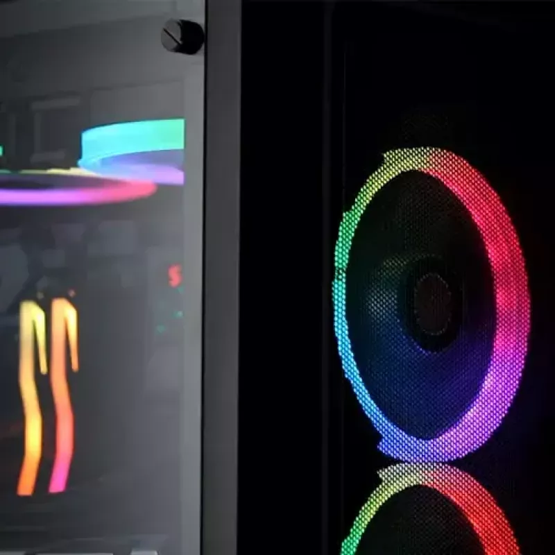 PC Midi Tower case RAIJINTEK Ponos MS — Black, supports 120/140 mm front fans, 1x 120 mm rear, HDD 3.5 inch, SSD 2.5 inch, 210×442×485 mm