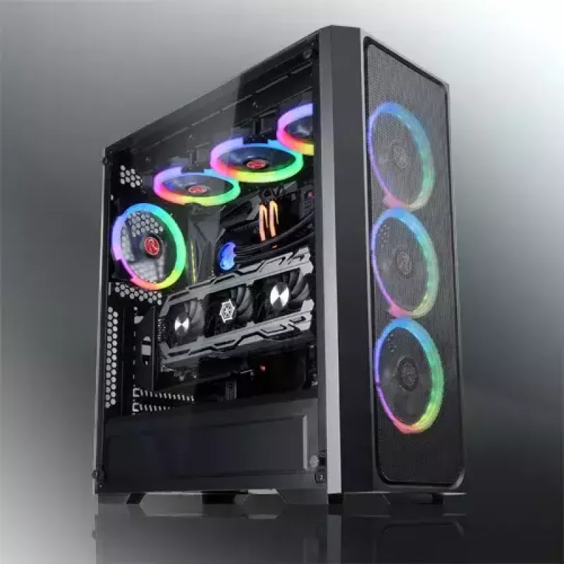 PC Midi Tower case RAIJINTEK Ponos MS — Black, supports 120/140 mm front fans, 1x 120 mm rear, HDD 3.5 inch, SSD 2.5 inch, 210×442×485 mm