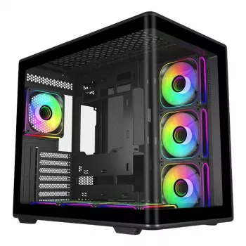 PC Case Cooler Master Elite 600 Midi Tower Black with Tempered Glass, supports ATX/Micro-ITX, 3x120mm side + 1x120mm rear fans, 2x3.5 inch + 2x2.5 inch bays