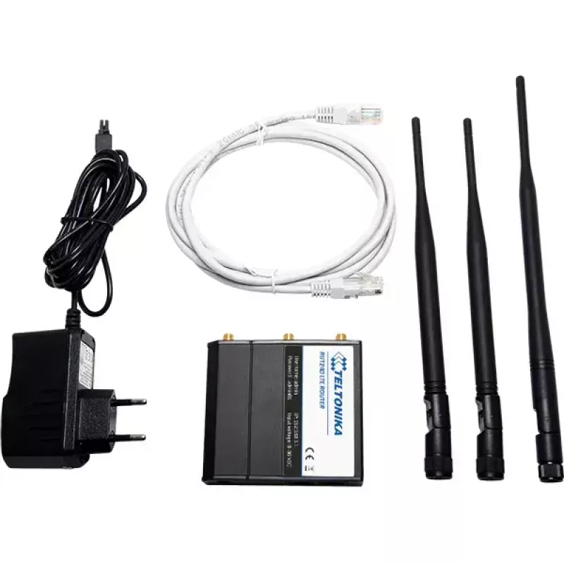 Cellular network router Teltonika RUT240 — 4G LTE, 3x external antennas, 2x Fast Ethernet ports, Wi‑Fi 4 (802.11n) 150 Mbps