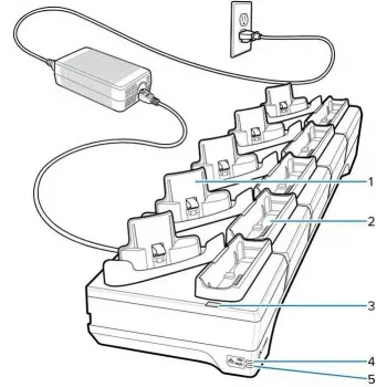 Docking Cradle Zebra WT6400 5-slot with Battery Charger, model CRD-WT64-5S5BE-01