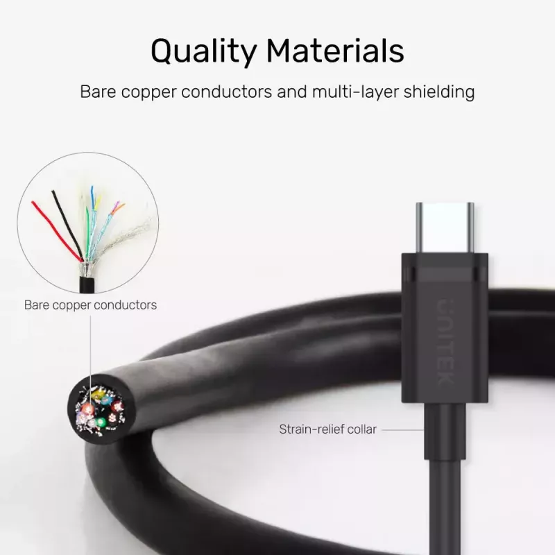 UNITEK USB Cable C14103BK-1.5M USB 3.2 Gen 1 USB A USB C Black 1.5m