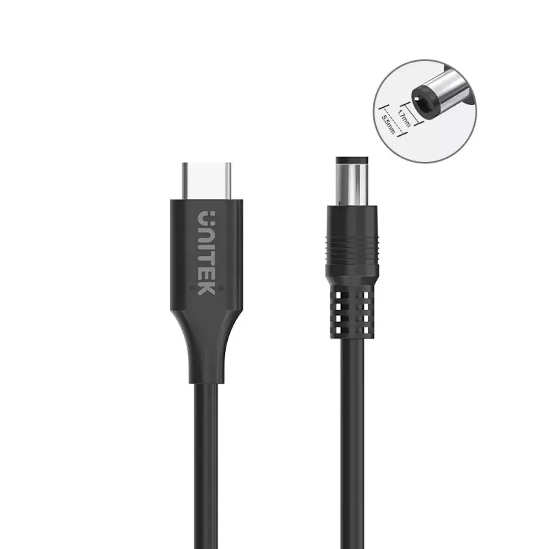 Power Cable UNITEK C14119BK-1.8M 1.8m USB C DC 20V 3.25A