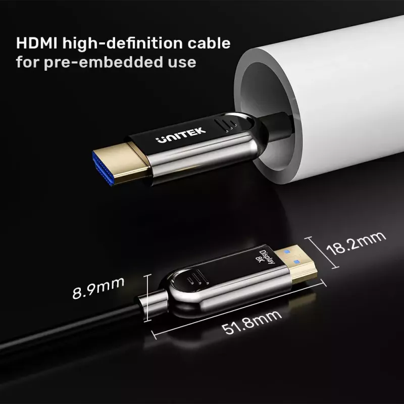 HDMI cable UNITEK C11085GY01-40M 40m 2.1 48 Gbit/s Black