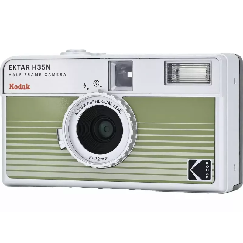 Film rangefinder camera Kodak Ektar H35N striped green RK0303, 35mm, manual controls