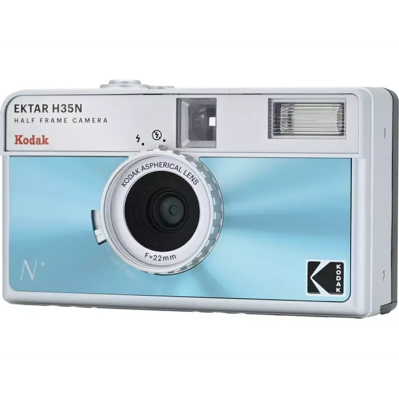 35mm Film Camera Kodak EKTAR H35N Glazed Blue — Point-and-Shoot, Fixed Lens