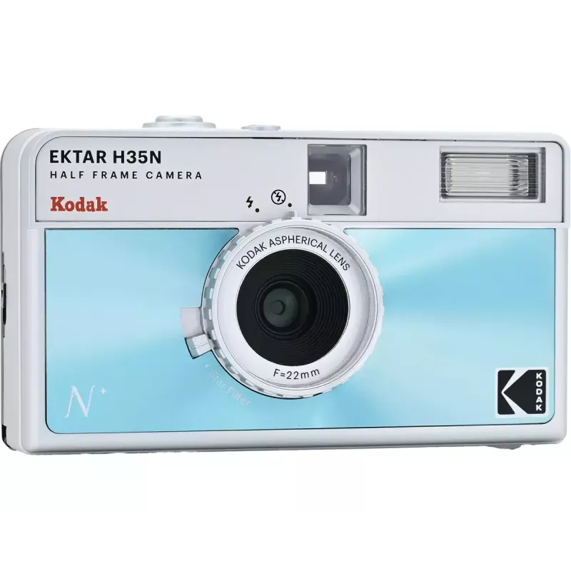 35mm Film Camera Kodak EKTAR H35N Glazed Blue — Point-and-Shoot, Fixed Lens