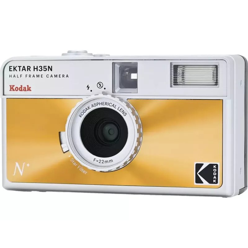 35mm Film Camera Kodak EKTAR H35N Glazed Orange — Point-and-Shoot, Fixed Lens