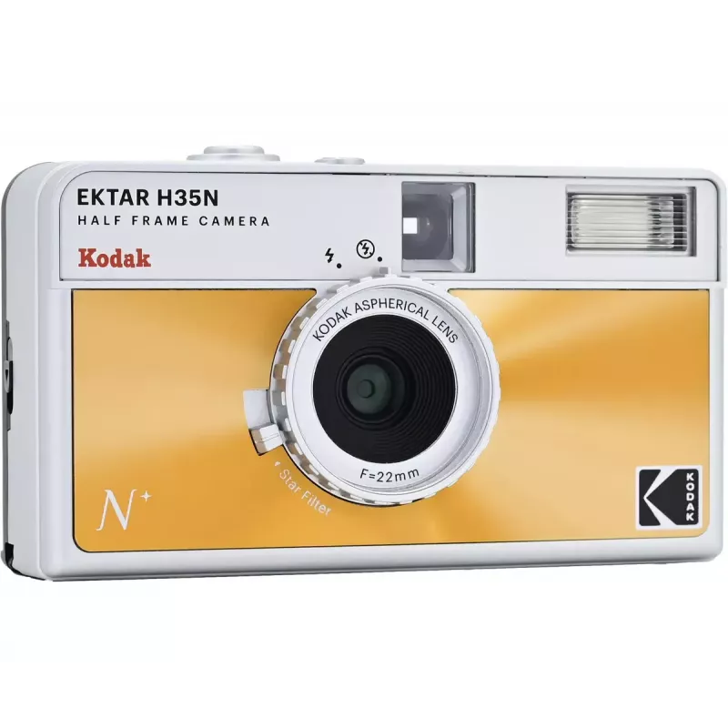 35mm Film Camera Kodak EKTAR H35N Glazed Orange — Point-and-Shoot, Fixed Lens