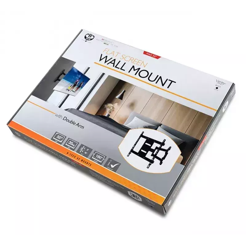 Wall/ceiling signage display mount B-TECH BTV513 for 55 inch (139.7 cm), max 35 kg, VESA 426×400, tilt -2–10°, swivel 180° — Black