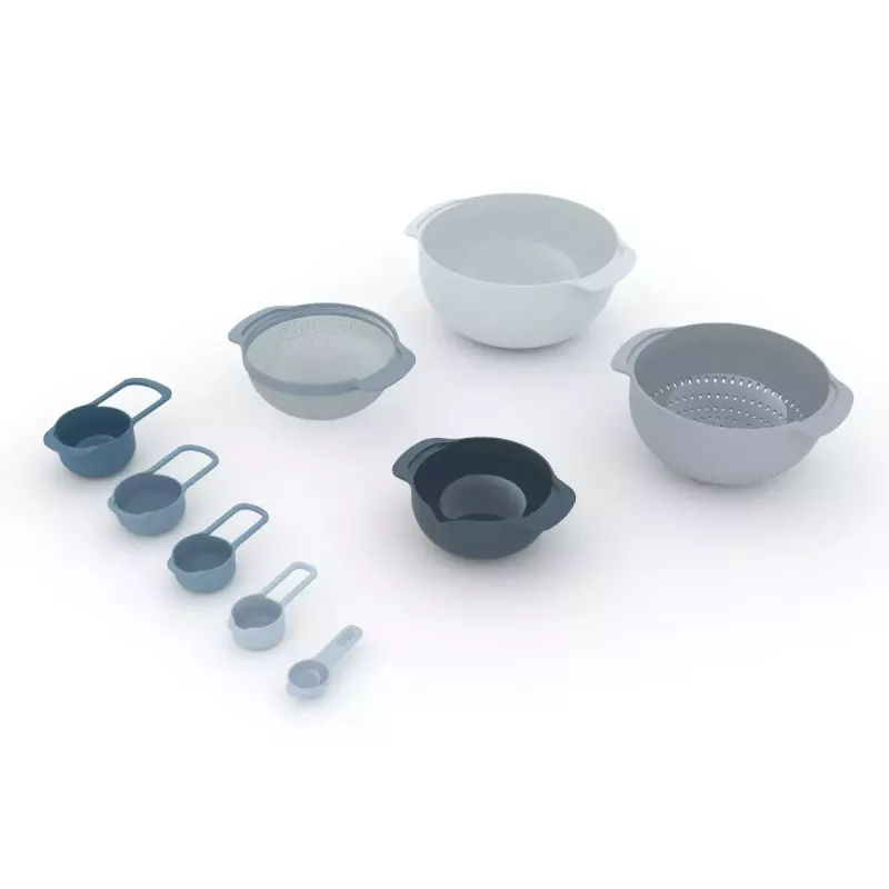 Set Joseph Joseph Nest Stackable Blue Grey 4.5L Bowl 1.65L Sieve