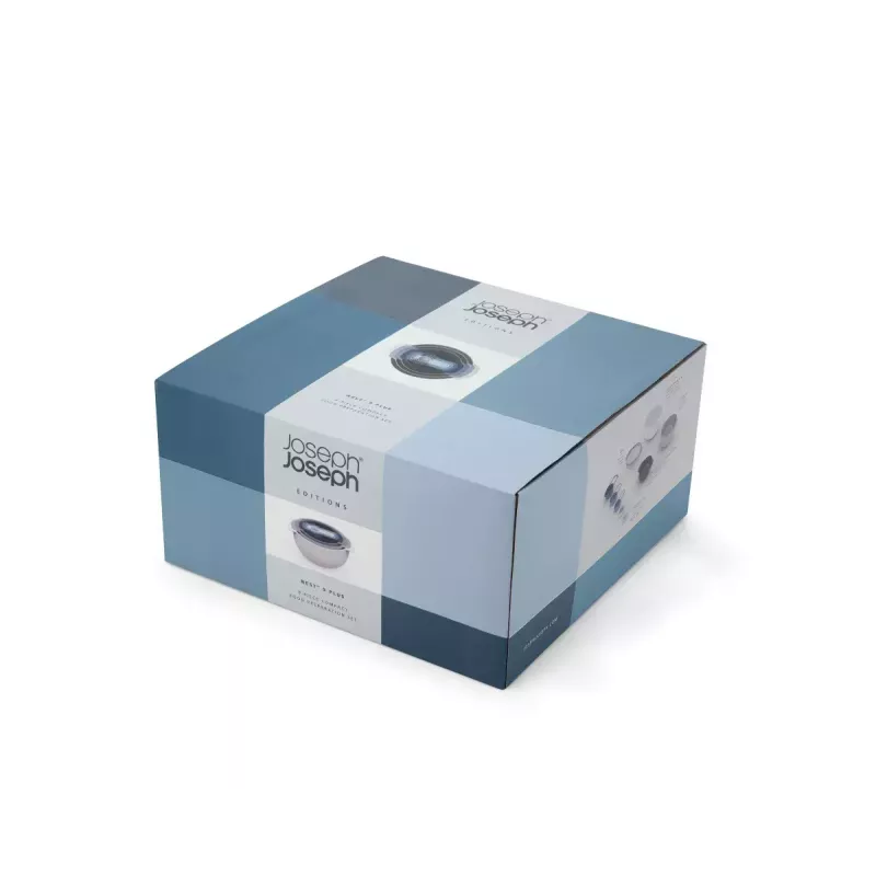 Set Joseph Joseph Nest Stackable Blue Grey 4.5L Bowl 1.65L Sieve