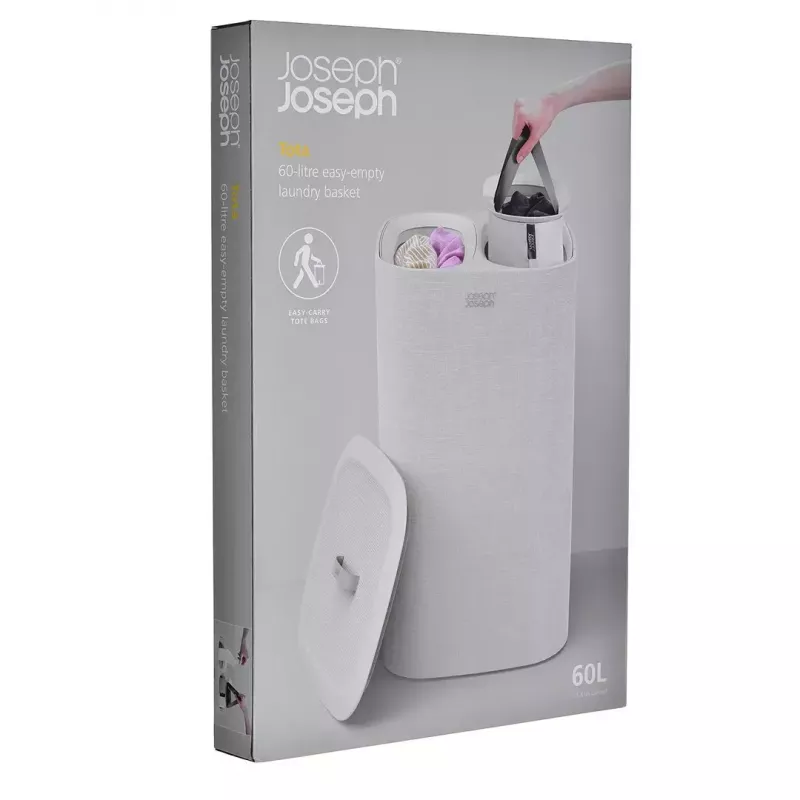 Laundry basket Joseph Joseph Tota 60L Ecru – 60 litre capacity, ventilated tall hamper