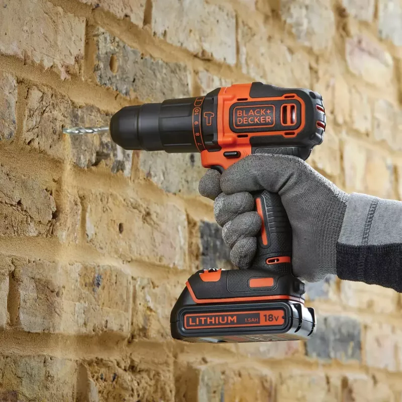 Drill Black & Decker BDCHD18K-QW 1400 RPM, 1.5 Ah, Black, Orange