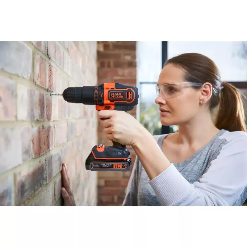 Drill Black & Decker BDCHD18K-QW 1400 RPM, 1.5 Ah, Black, Orange