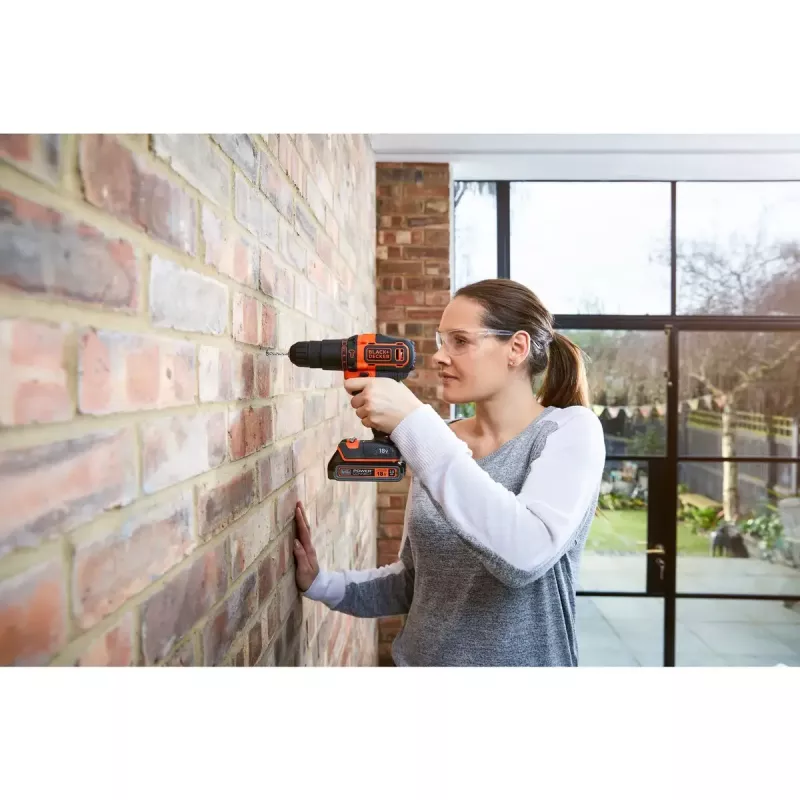 Drill Black & Decker BDCHD18K-QW 1400 RPM, 1.5 Ah, Black, Orange