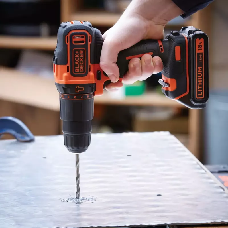 Drill Black & Decker BDCHD18K-QW 1400 RPM, 1.5 Ah, Black, Orange