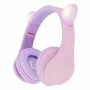 Children's headphones PowerLocus P2 Kids purple/pink with ears, on-ear design, volume-limited