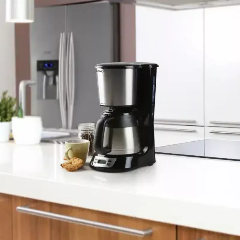 Drip coffee maker Domo DO709K — semi-auto, 1 L water tank, 8-cup jug, LCD, stainless steel/black