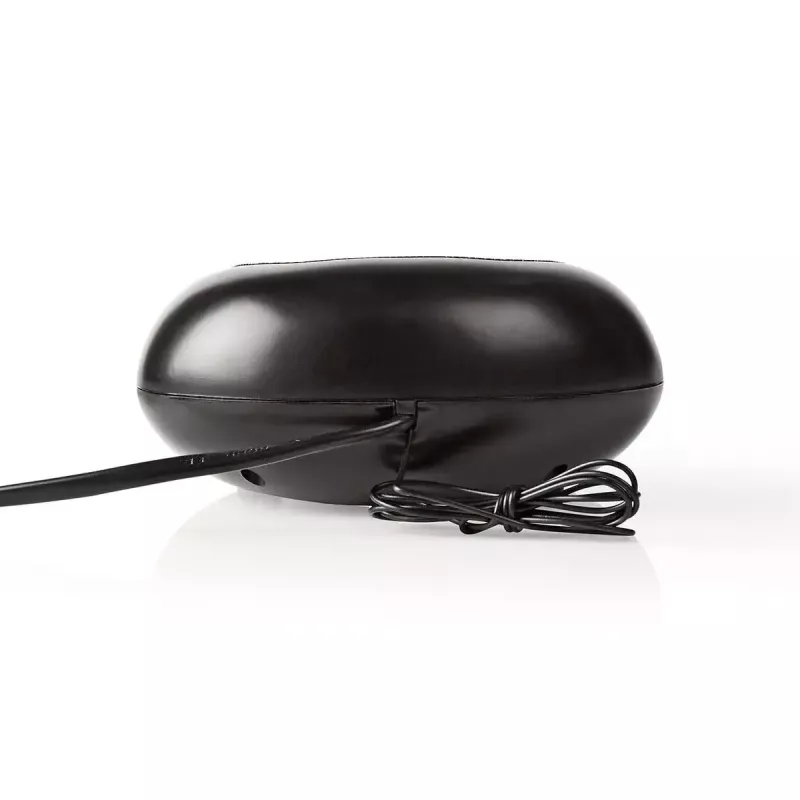 Digital alarm clock Nedis CLAR001BK — LED display, oval, 130×60×100 mm, 220–240 V, FM/AM, black