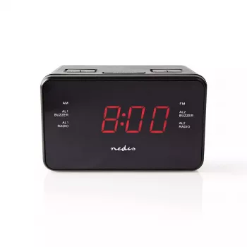 Digital alarm clock Nedis CLAR002BK — LED display, AC 220–240V, 130×80×70 mm, black