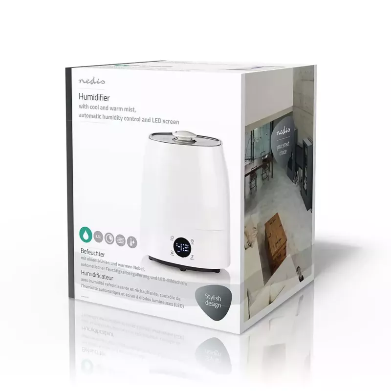 Humidifier Nedis HUMI120CWT — White/Grey compact room humidifier