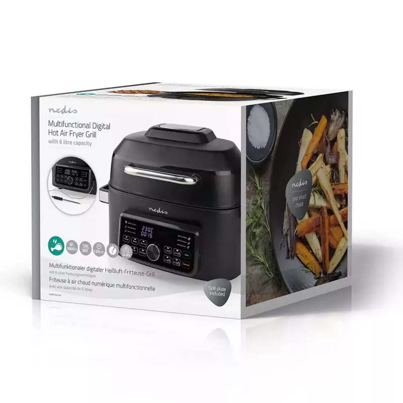Hot air fryer Nedis KAAFG600BK 6 L 1660 W Black
