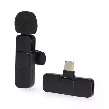 Wireless Rechargeable USB-C Lavalier Microphone Nedis MICW110BK