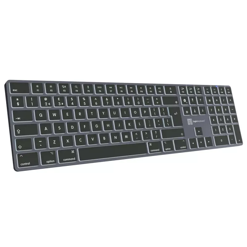 Keyboard LogicKeyboard SKB-TM-UK Full-size USB + Bluetooth, QWERTY UK English, Titanium