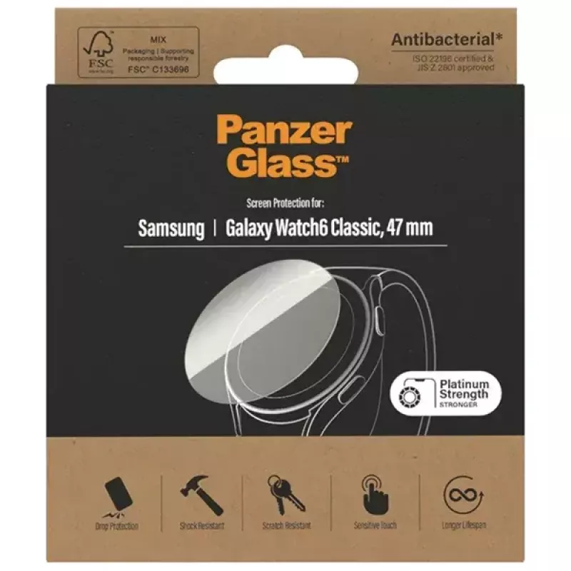 Screen protector PanzerGlass for Samsung Galaxy Watch6 Classic 47mm — antibacterial glass film