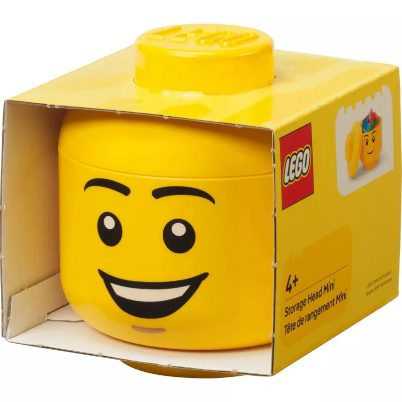 Storage Head LEGO® “Happy Boy” mini by room copenhagen — yellow, decorative storage container