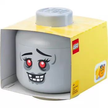 Storage Head Large by room copenhagen — LEGO-compatible storage box “Zombie” (gray)