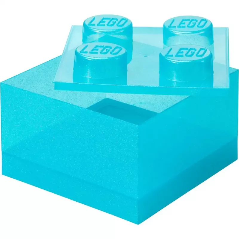 Storage Brick 4 Top Lid Glitter by room copenhagen — light blue/transparent LEGO-style storage box