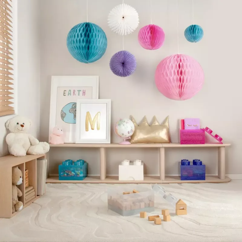 Storage Brick 4 Top Lid Glitter by room copenhagen — light blue/transparent LEGO-style storage box