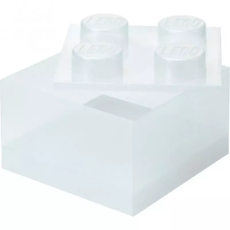 Storage Brick 4 Top Lid Glitter (transparent) by room copenhagen — LEGO-compatible storage box, 4 studs, transparent glitter