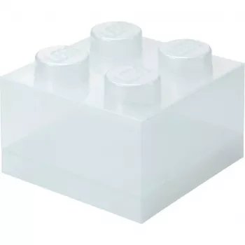 Storage Brick 4 Top Lid Glitter (transparent) by room copenhagen — LEGO-compatible storage box, 4 studs, transparent glitter