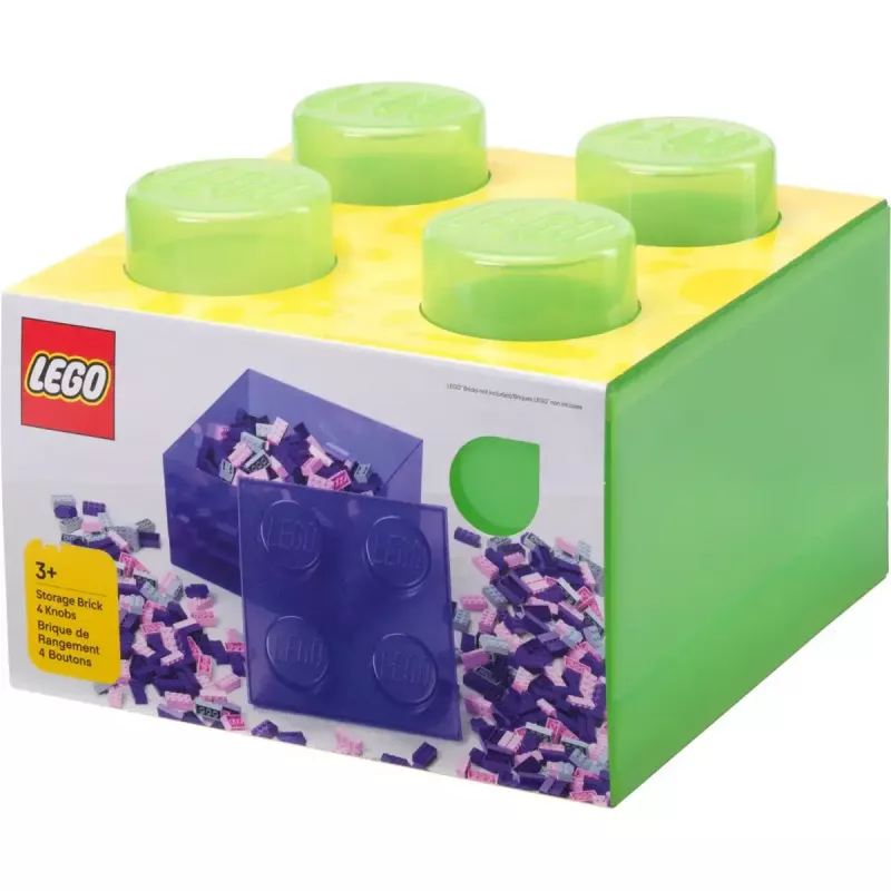 Storage Brick 4 Top Lid Translucent (light green/transparent) by room copenhagen – LEGO-compatible plastic storage container
