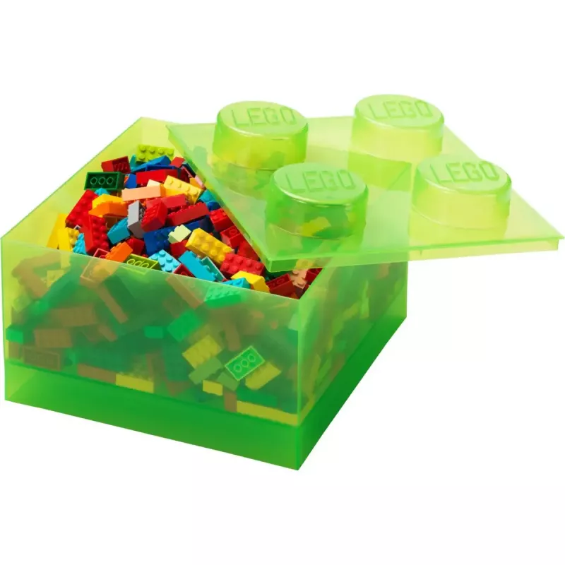 Storage Brick 4 Top Lid Translucent (light green/transparent) by room copenhagen – LEGO-compatible plastic storage container