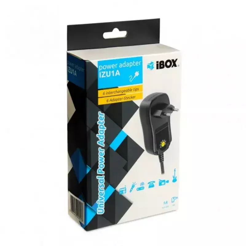 Power adapter IBOX IZU1A indoor 100–240V black, 75×35×43 mm