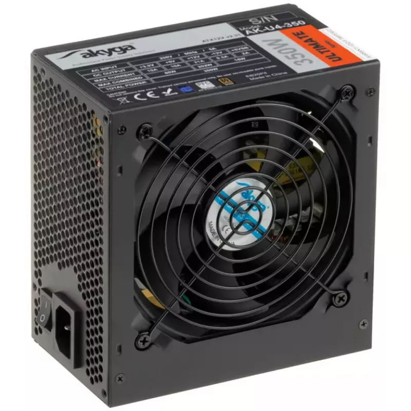 Akyga AK-U4-350 Ultimate 350 W ATX Power Supply, 80 PLUS Bronze, Active PFC, 120 mm Fan