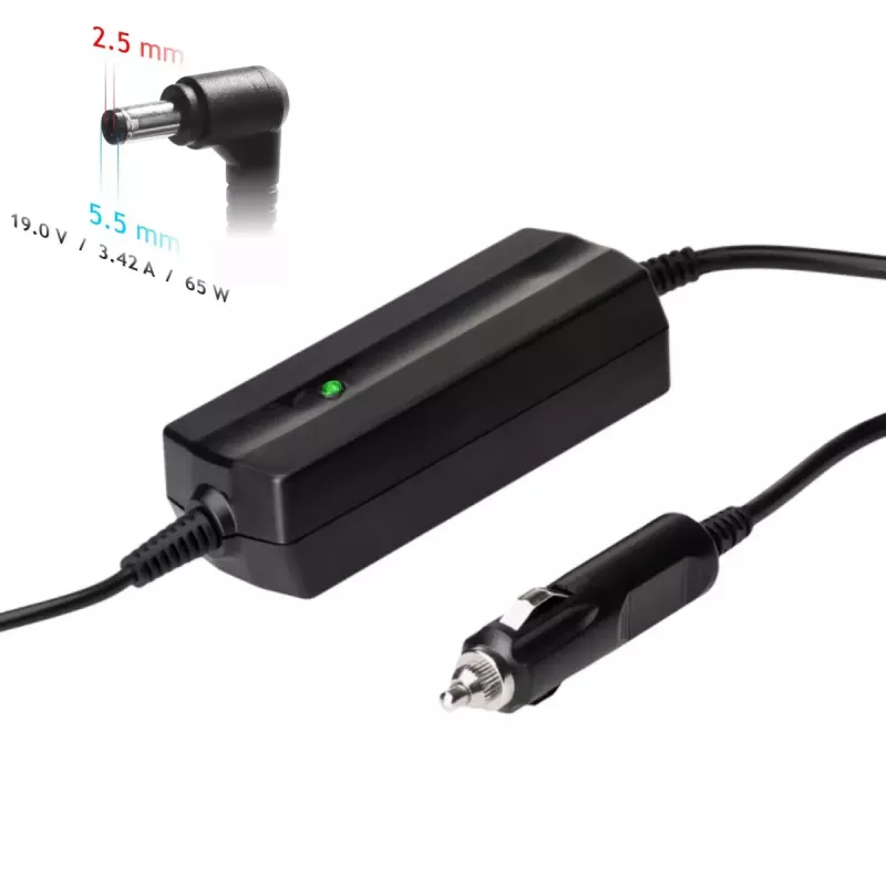 Akyga AK-ND-31 Car Laptop Power Adapter for Asus / Toshiba, 65 W, 19 V / 3.42 A, 5.5 x 2.5 mm, 12 V Input