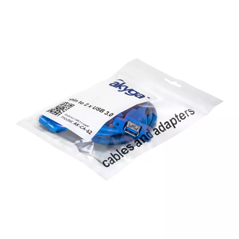 USB cable Akyga AK-CA-62 USB 3.2 Gen 1 65 m 2 x USB 3.0 Blue