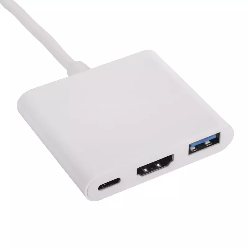 USB Hub Akyga AK-AD-57, USB 2.0 Type-C host, HDMI port, 500 Mbit/s, white, 80×80×15 mm