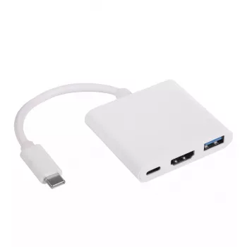 USB Hub Akyga AK-AD-57, USB 2.0 Type-C host, HDMI port, 500 Mbit/s, white, 80×80×15 mm