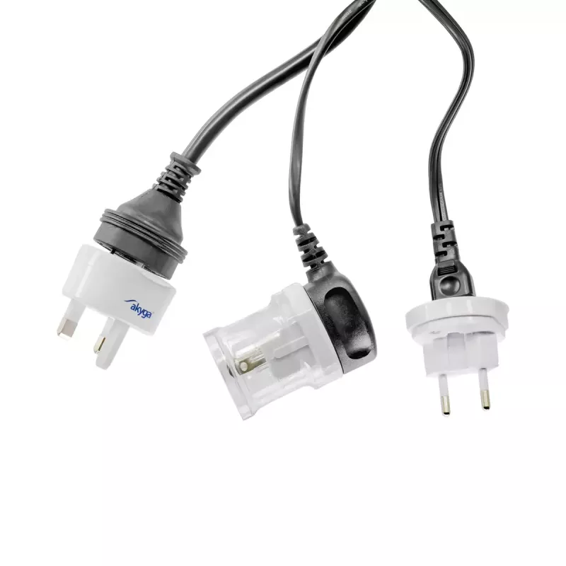 Power adapter Akyga AK-AD-61 — indoor 110–240V, compact white 48×48×86 mm
