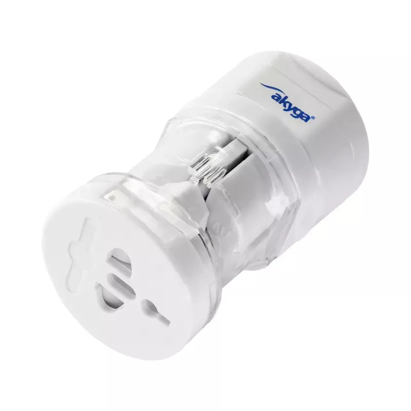 Power adapter Akyga AK-AD-61 — indoor 110–240V, compact white 48×48×86 mm