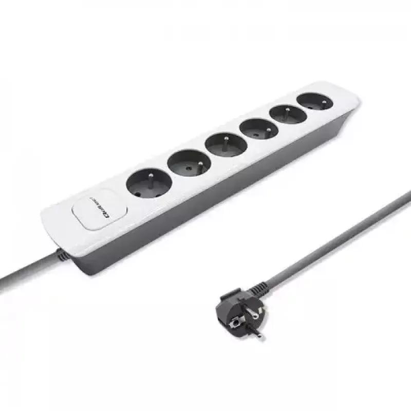 Power Extension Qoltec 50297 1.8m 6 AC Outlets Indoor Grey White