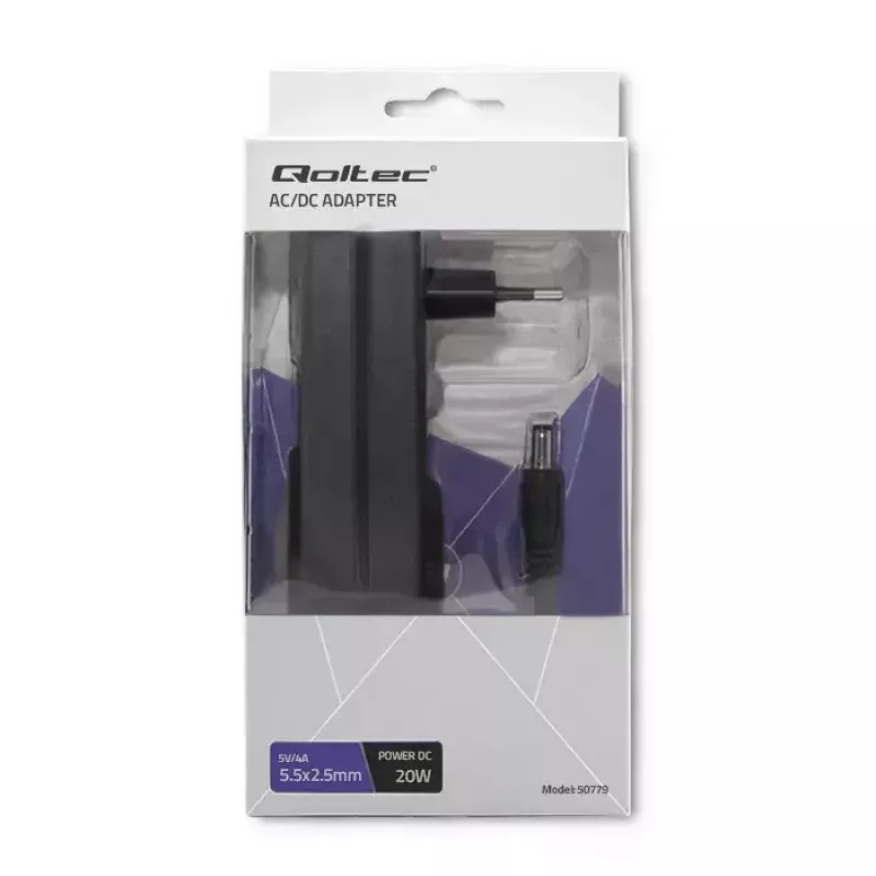 Power Adapter Qoltec 50779 Indoor 20 W Black